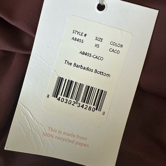 Andie Swim The Barbados Bottom in Caco Size XS Sustainable High-Waist Bikini - Picture 4 of 7